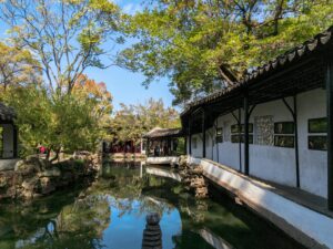 Serene view of Humble Administrator's Garden with reflections in Suzhou, China.